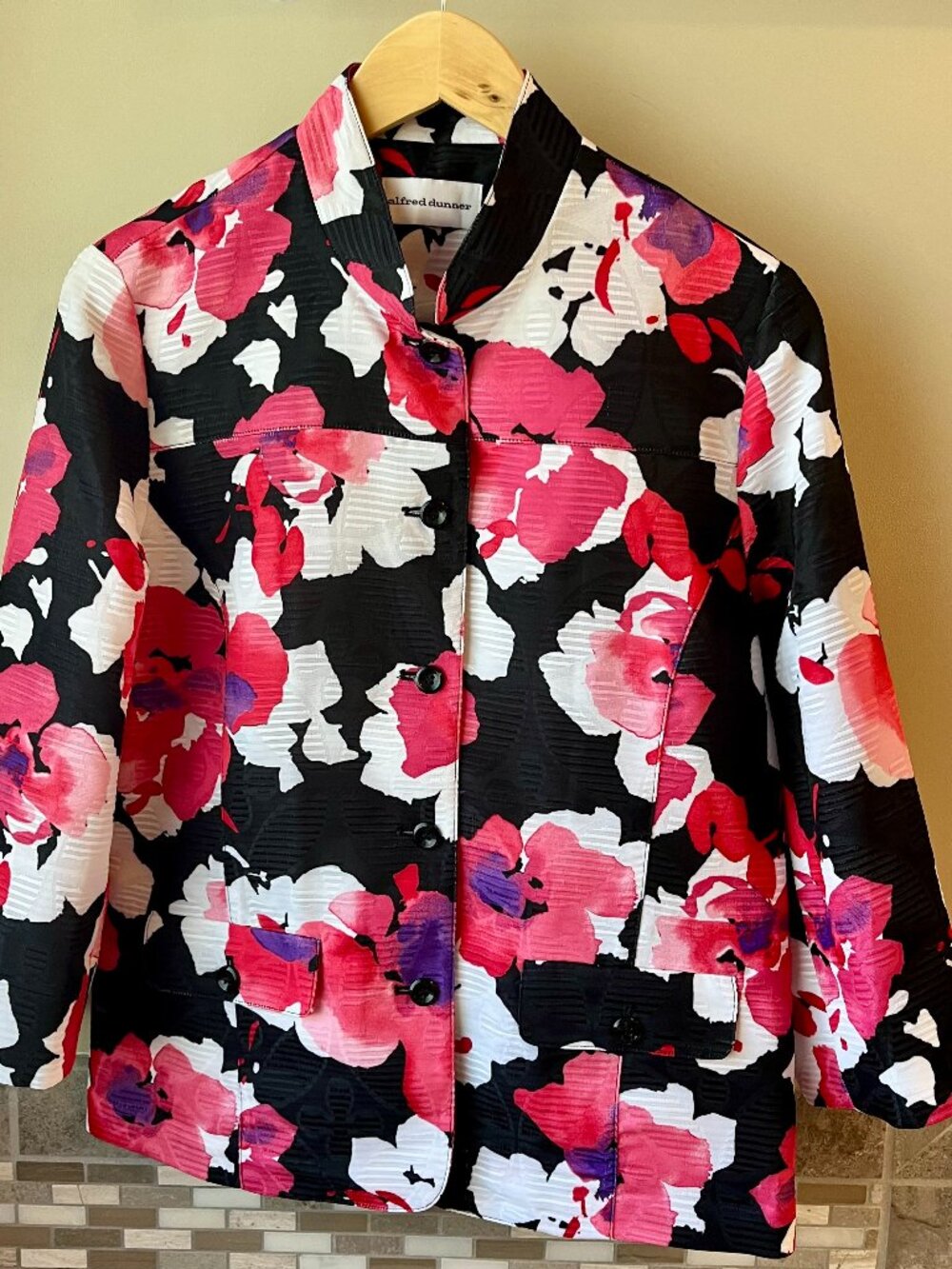 Alfred Dunner Floral Button-Front Jacket Women's Size 8 Botanical Lightweight